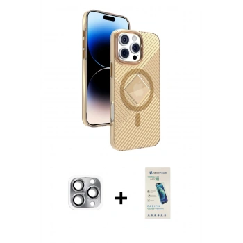 MARSİLYAN™- iPhone 16 Pro Max Kılıf Nova Modern Prime - Şeffaf Pasifik Cam Ekran Koruyucu + Pers Alüminyum Kamera Lens - GI