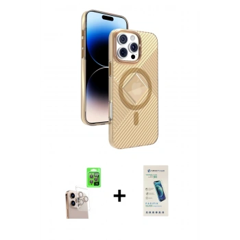 MARSİLYAN™- iPhone 16 Pro Max Kılıf Nova Modern Prime - Şeffaf Pasifik Cam Ekran Koruyucu + Raze Metal Kamera Lens - NLGY