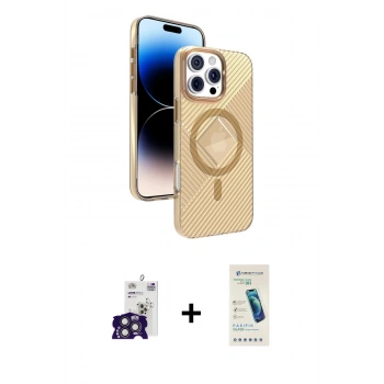 MARSİLYAN™- iPhone 16 Pro Max Kılıf Nova Modern Prime - Şeffaf Pasifik Cam Ekran Koruyucu + Bilvis Titan Kamera Lens - TMGI