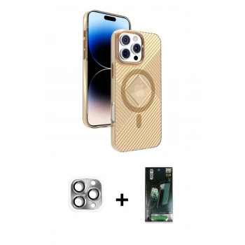 MARSİLYAN™- iPhone 16 Pro Max Kılıf Nova Modern Prime - Siyah 360 Mat Full Body Arka Koruyucu + Pers Alüminyum Kamera Lens - GI