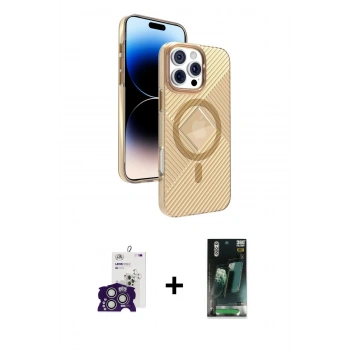 MARSİLYAN™- iPhone 16 Pro Max Kılıf Nova Modern Prime - Siyah 360 Mat Full Body Arka Koruyucu + Bilvis Titan Kamera Lens - GS