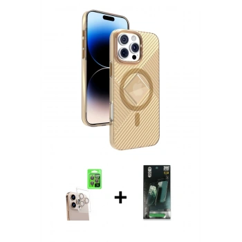MARSİLYAN™- iPhone 16 Pro Max Kılıf Nova Modern Prime - Siyah 360 Mat Full Body Arka Koruyucu + Raze Metal Kamera Lens - NLGY