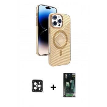 MARSİLYAN™- iPhone 16 Pro Max Kılıf Nova Modern Prime - Siyah 360 Mat Full Body Arka Koruyucu + PVD Metal Kamera Lens - SH