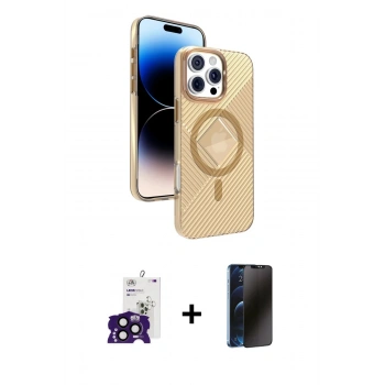 MARSİLYAN™- iPhone 16 Pro Max Kılıf Nova Modern Prime - Siyah 3D Antistatik Hayalet Cam Ekran Koruyucu + Bilvis Titan Kamera Lens - SH
