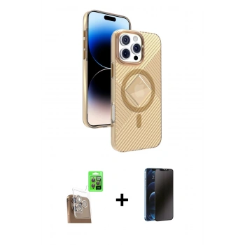 MARSİLYAN™- iPhone 16 Pro Max Kılıf Nova Modern Prime - Siyah 3D Antistatik Hayalet Cam Ekran Koruyucu + Raze Metal Kamera Lens - CLTM