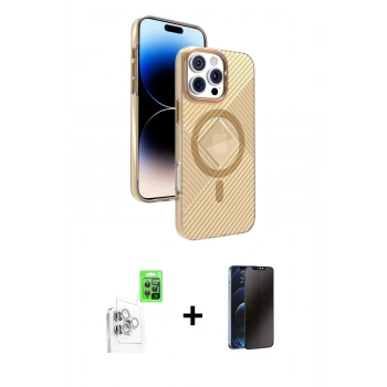 MARSİLYAN™- iPhone 16 Pro Max Kılıf Nova Modern Prime - Siyah 3D Antistatik Hayalet Cam Ekran Koruyucu + Raze Metal Kamera Lens - BZ
