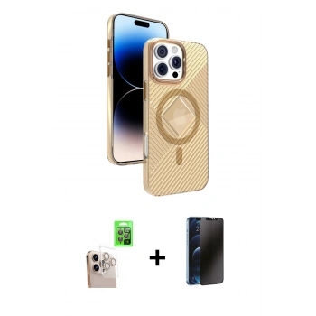 MARSİLYAN™- iPhone 16 Pro Max Kılıf Nova Modern Prime - Siyah 3D Antistatik Hayalet Cam Ekran Koruyucu + Raze Metal Kamera Lens - NLGY