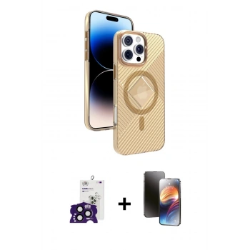 MARSİLYAN™- iPhone 16 Pro Max Kılıf Nova Modern Prime - Siyah 3D Antistatik Mat Seramik Nano Ekran Koruyucu + Bilvis Titan Kamera Lens - SH