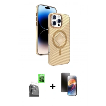 MARSİLYAN™- iPhone 16 Pro Max Kılıf Nova Modern Prime - Siyah 3D Antistatik Mat Seramik Nano Ekran Koruyucu + Raze Metal Kamera Lens - SH