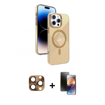 MARSİLYAN™- iPhone 16 Pro Max Kılıf Nova Modern Prime - Siyah 3D Antistatik Mat Seramik Nano Ekran Koruyucu + Pers Alüminyum Kamera Lens - CLTM