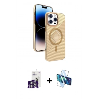 MARSİLYAN™- iPhone 16 Pro Max Kılıf Nova Modern Prime - Siyah 3D Antistatik Seramik Nano Ekran Koruyucu + Bilvis Titan Kamera Lens - GS