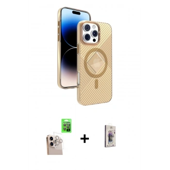 MARSİLYAN™- iPhone 16 Pro Max Kılıf Nova Modern Prime - Siyah Bilvis 3D Cam Ekran Koruyucu + Raze Metal Kamera Lens - NLGY