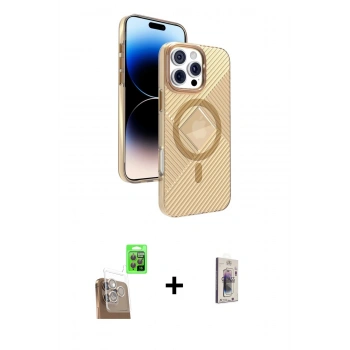 MARSİLYAN™- iPhone 16 Pro Max Kılıf Nova Modern Prime - Siyah Bilvis 3D Cam Ekran Koruyucu + Raze Metal Kamera Lens - CLTM