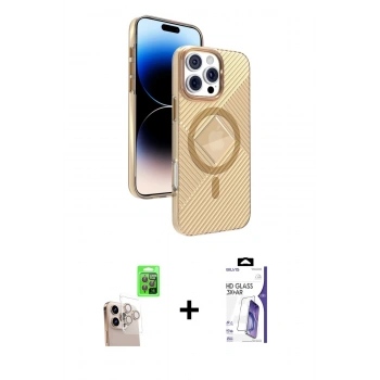 MARSİLYAN™- iPhone 16 Pro Max Kılıf Nova Modern Prime - Siyah Bilvis 3X AR HD Cam Ekran Koruyucu + Raze Metal Kamera Lens - NLGY