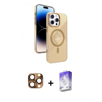 MARSİLYAN™- iPhone 16 Pro Max Kılıf Nova Modern Prime - Siyah Bilvis 5in1 3D Magic Cam Ekran Koruyucu + Pers Alüminyum Kamera Lens - CLTM