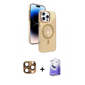 MARSİLYAN™- iPhone 16 Pro Max Kılıf Nova Modern Prime - Siyah Bilvis 5in1 5D Magic Hayalet Cam Ekran Koruyucu + Pers Alüminyum Kamera Lens - CLTM