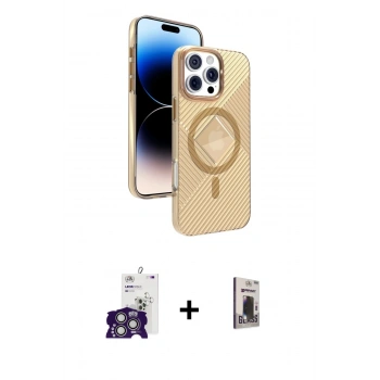 MARSİLYAN™- iPhone 16 Pro Max Kılıf Nova Modern Prime - Siyah Bilvis Hayalet Cam Ekran Koruyucu + Bilvis Titan Kamera Lens - GS