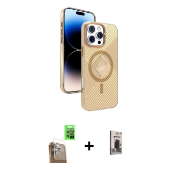 MARSİLYAN™- iPhone 16 Pro Max Kılıf Nova Modern Prime - Siyah Bilvis Hayalet Cam Ekran Koruyucu + Raze Metal Kamera Lens - CLTM
