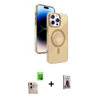 MARSİLYAN™- iPhone 16 Pro Max Kılıf Nova Modern Prime - Siyah Bilvis Hayalet Cam Ekran Koruyucu + Raze Metal Kamera Lens - NLGY