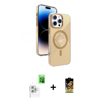 MARSİLYAN™- iPhone 16 Pro Max Kılıf Nova Modern Prime - Siyah Buffer Cam Ekran Koruyucu + Raze Metal Kamera Lens - BZ