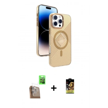 MARSİLYAN™- iPhone 16 Pro Max Kılıf Nova Modern Prime - Siyah Buffer Cam Ekran Koruyucu + Raze Metal Kamera Lens - CLTM