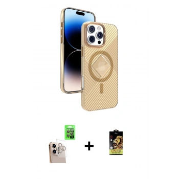 MARSİLYAN™- iPhone 16 Pro Max Kılıf Nova Modern Prime - Siyah Buffer Cam Ekran Koruyucu + Raze Metal Kamera Lens - NLGY