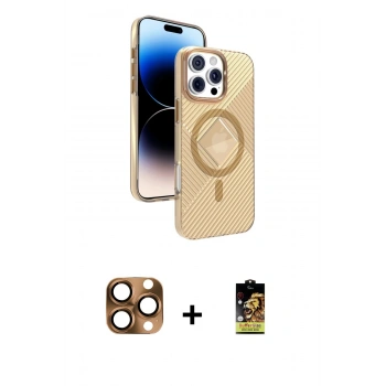 MARSİLYAN™- iPhone 16 Pro Max Kılıf Nova Modern Prime - Siyah Buffer Cam Ekran Koruyucu + Pers Alüminyum Kamera Lens - CLTM