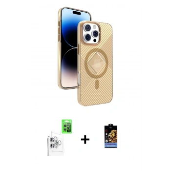 MARSİLYAN™- iPhone 16 Pro Max Kılıf Nova Modern Prime - Siyah Buffer Hayalet Cam Ekran Koruyucu + Raze Metal Kamera Lens - BZ