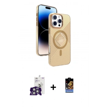 MARSİLYAN™- iPhone 16 Pro Max Kılıf Nova Modern Prime - Siyah Buffer Hayalet Cam Ekran Koruyucu + Bilvis Titan Kamera Lens - GS