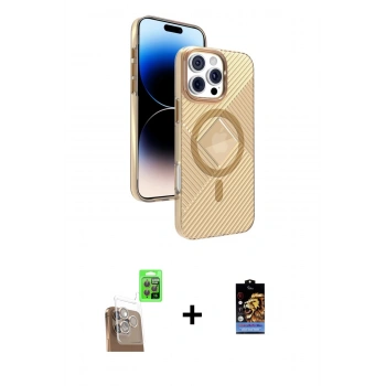 MARSİLYAN™- iPhone 16 Pro Max Kılıf Nova Modern Prime - Siyah Buffer Hayalet Cam Ekran Koruyucu + Raze Metal Kamera Lens - CLTM