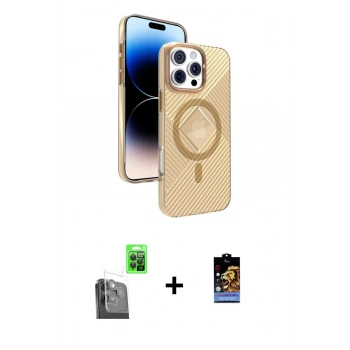 MARSİLYAN™- iPhone 16 Pro Max Kılıf Nova Modern Prime - Siyah Buffer Hayalet Cam Ekran Koruyucu + Raze Metal Kamera Lens - SH