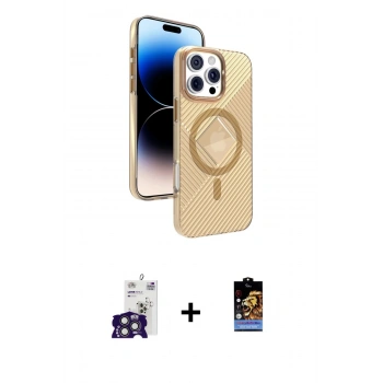 MARSİLYAN™- iPhone 16 Pro Max Kılıf Nova Modern Prime - Siyah Buffer Hayalet Cam Ekran Koruyucu + Bilvis Titan Kamera Lens - TMGI
