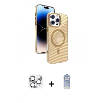 MARSİLYAN™- iPhone 16 Pro Max Kılıf Nova Modern Prime - Siyah Joko Magic 5D Cam + Pers Alüminyum Kamera Lens - GS
