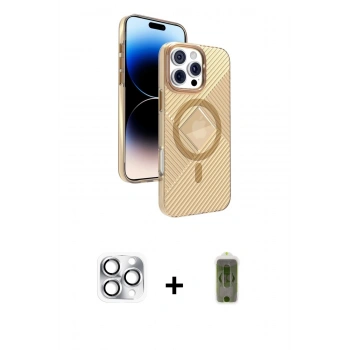 MARSİLYAN™- iPhone 16 Pro Max Kılıf Nova Modern Prime - Siyah Joko Magic 5D Hayalet Cam + Pers Alüminyum Kamera Lens - GS
