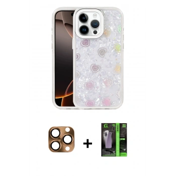 MARSİLYAN™- iPhone 16 Pro Max Kılıf Odak Prime - Şeffaf 360 Full Body Arka Koruyucu + Pers Alüminyum Kamera Lens - CLTM
