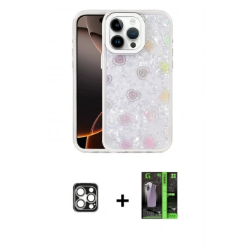 MARSİLYAN™- iPhone 16 Pro Max Kılıf Odak Prime - Şeffaf 360 Full Body Arka Koruyucu + PVD Metal Kamera Lens - GS