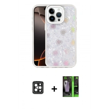 MARSİLYAN™- iPhone 16 Pro Max Kılıf Odak Prime - Şeffaf 360 Full Body Arka Koruyucu + PVD Metal Kamera Lens - SH