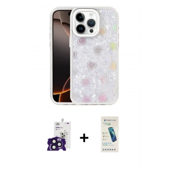 MARSİLYAN™- iPhone 16 Pro Max Kılıf Odak Prime - Şeffaf Pasifik Cam Ekran Koruyucu + Bilvis Titan Kamera Lens - SH