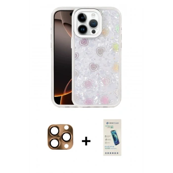 MARSİLYAN™- iPhone 16 Pro Max Kılıf Odak Prime - Şeffaf Pasifik Cam Ekran Koruyucu + Pers Alüminyum Kamera Lens - CLTM