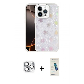 MARSİLYAN™- iPhone 16 Pro Max Kılıf Odak Prime - Şeffaf Pasifik Cam Ekran Koruyucu + Pers Alüminyum Kamera Lens - GS