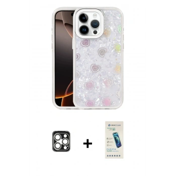 MARSİLYAN™- iPhone 16 Pro Max Kılıf Odak Prime - Şeffaf Pasifik Cam Ekran Koruyucu + PVD Metal Kamera Lens - GS