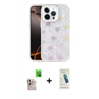 MARSİLYAN™- iPhone 16 Pro Max Kılıf Odak Prime - Şeffaf Pasifik Cam Ekran Koruyucu + Raze Metal Kamera Lens - NLGY