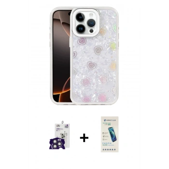 MARSİLYAN™- iPhone 16 Pro Max Kılıf Odak Prime - Şeffaf Pasifik Cam Ekran Koruyucu + Bilvis Titan Kamera Lens - TMGI