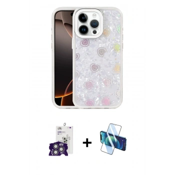MARSİLYAN™- iPhone 16 Pro Max Kılıf Odak Prime - Siyah 3D Antistatik Cam Ekran Koruyucu + Bilvis Titan Kamera Lens - GS