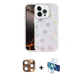 MARSİLYAN™- iPhone 16 Pro Max Kılıf Odak Prime - Siyah 3D Antistatik Cam Ekran Koruyucu + Pers Alüminyum Kamera Lens - CLTM