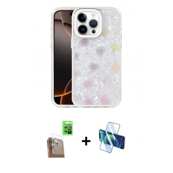 MARSİLYAN™- iPhone 16 Pro Max Kılıf Odak Prime - Siyah 3D Antistatik Cam Ekran Koruyucu + Raze Metal Kamera Lens - CLTM