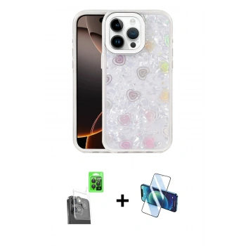 MARSİLYAN™- iPhone 16 Pro Max Kılıf Odak Prime - Siyah 3D Antistatik Cam Ekran Koruyucu + Raze Metal Kamera Lens - SH