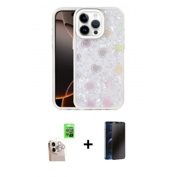 MARSİLYAN™- iPhone 16 Pro Max Kılıf Odak Prime - Siyah 3D Antistatik Hayalet Cam Ekran Koruyucu + Raze Metal Kamera Lens - NLGY