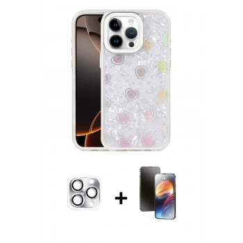 MARSİLYAN™- iPhone 16 Pro Max Kılıf Odak Prime - Siyah 3D Antistatik Mat Seramik Nano Ekran Koruyucu + Pers Alüminyum Kamera Lens - GS