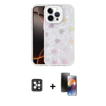 MARSİLYAN™- iPhone 16 Pro Max Kılıf Odak Prime - Siyah 3D Antistatik Mat Seramik Nano Ekran Koruyucu + PVD Metal Kamera Lens - SH